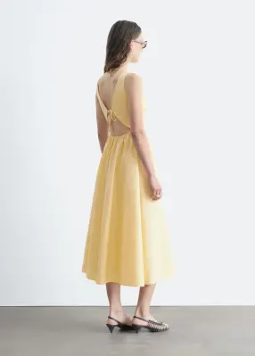 Robe midi avec liens au dos - Jaune — photo 5