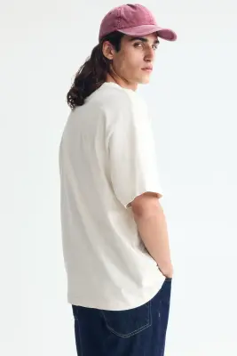 T-shirt Relaxed Fit en coton - Crème — photo 3
