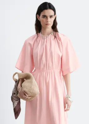 Robe midi à cordon de serrage - Rose — photo 1