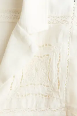 Veste en lin mélangé avec broderie anglaise - Crème — photo 2