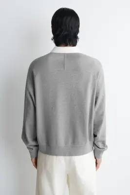 POLO EN JERSEY À COL CONTRASTÉ - GRIS CHINÉ — photo 5