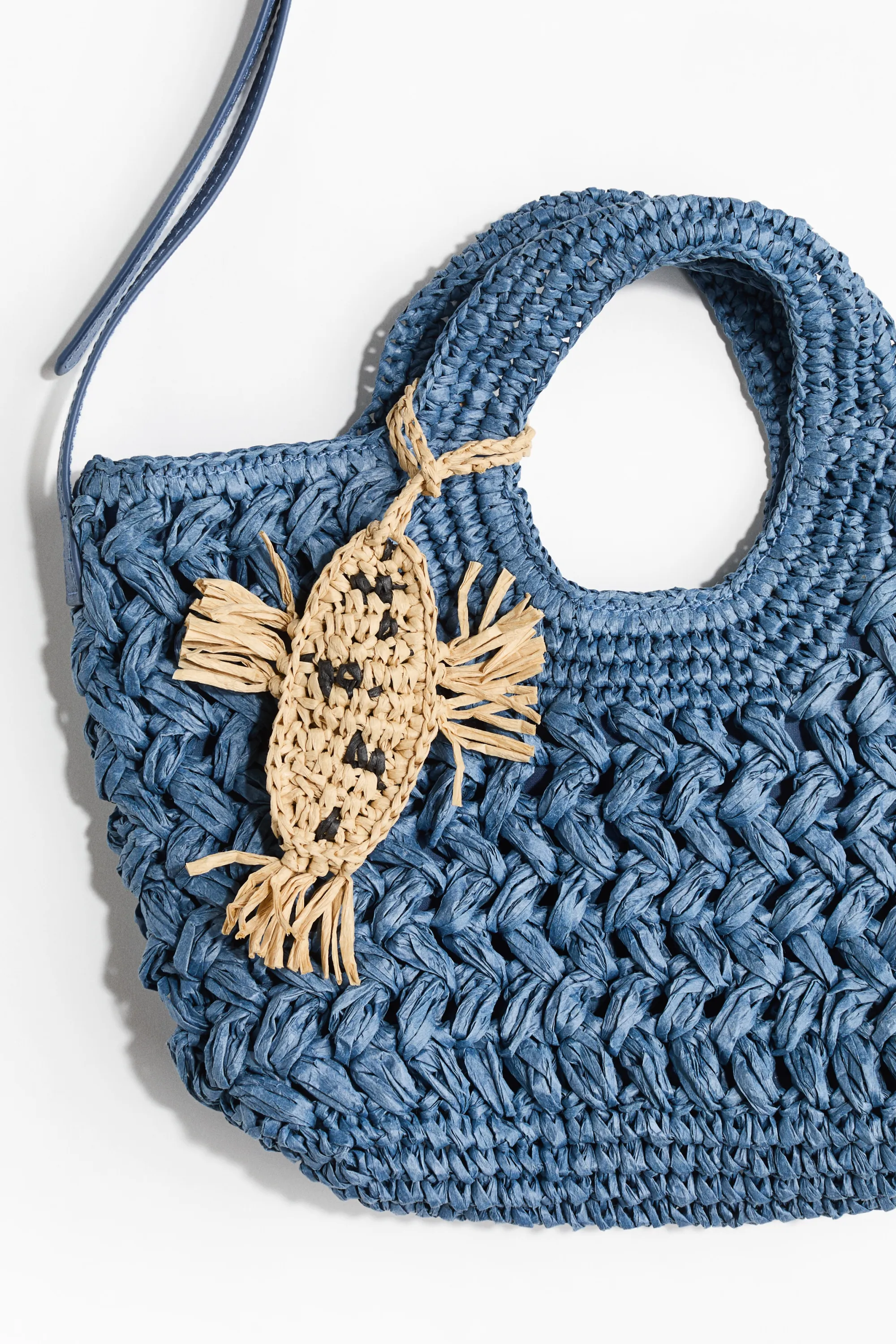 Sac crossbody en paille - Bleu ancien