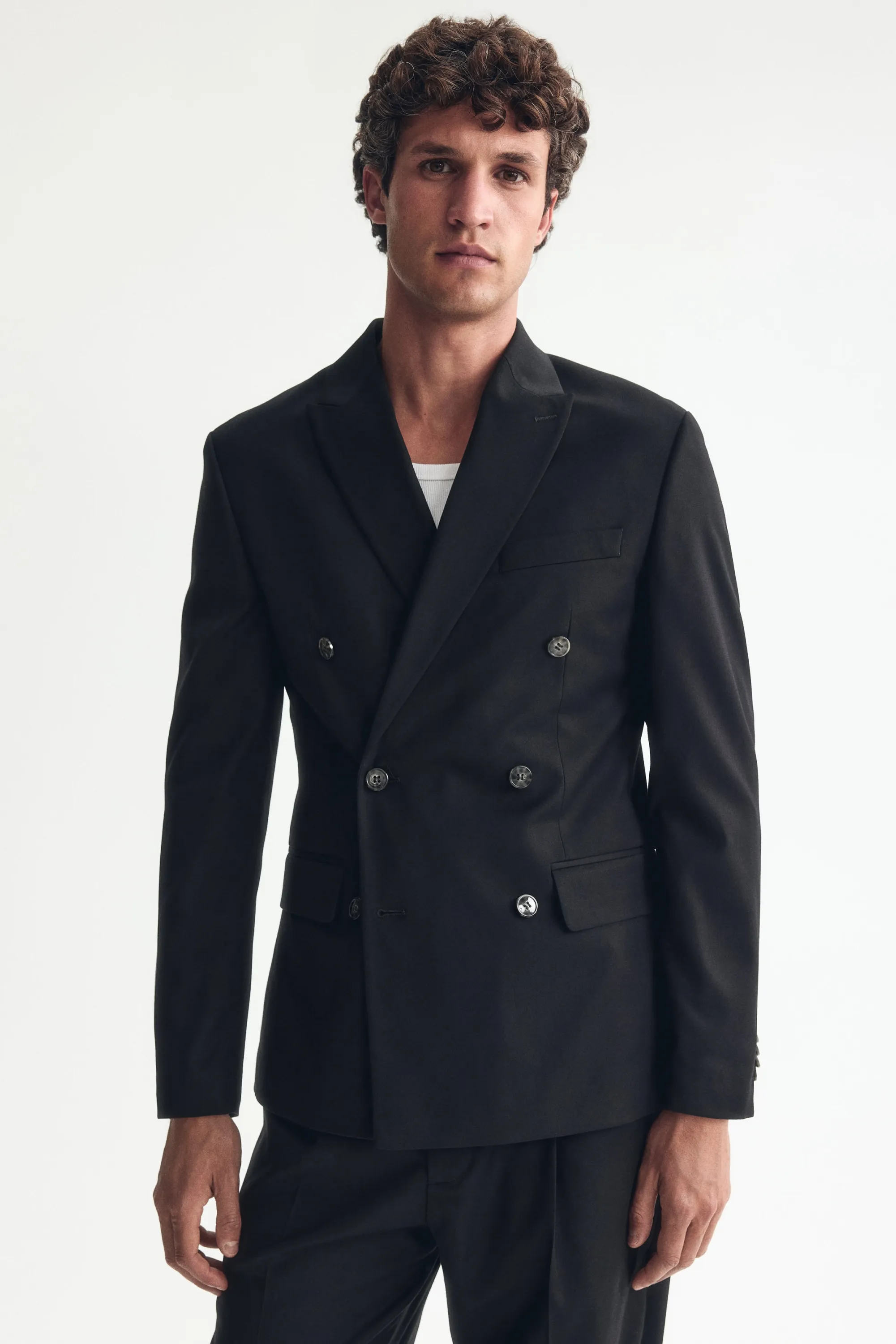 Veste Regular Fit à fermeture croisée - Noir