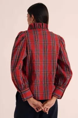 Blouse Diana tartan rouge — photo 4