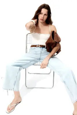 Barrel High Waist Ankle Jeans - Bleu denim clair — photo 1