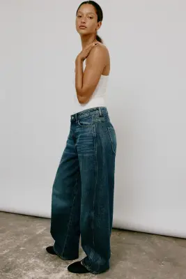 Barrel High Waist Jeans - Bleu denim foncé — photo 3