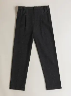 Pleated Pants in Heather Dark Gray Carded Wool