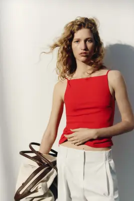 Top à bretelles fines - Rouge vif — photo 3