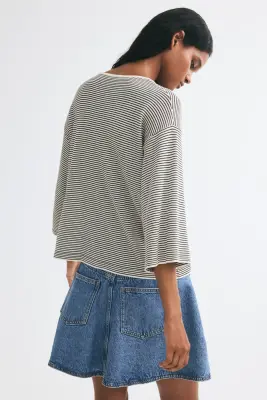 Pull loose - Crème/rayures noires — photo 2
