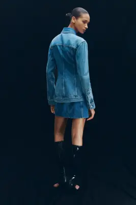 Veste sablier en denim - Bleu denim clair — photo 4