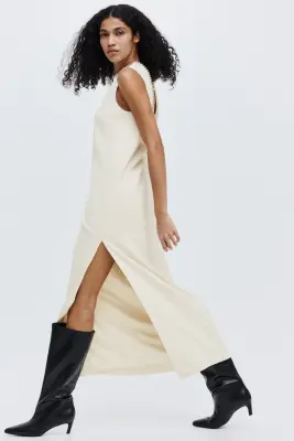 Robe ornée de strass - Crème — photo 3