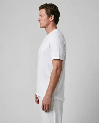 T-shirt Blanc Col Rond Manches Courtes en Coton / Lin — photo 5