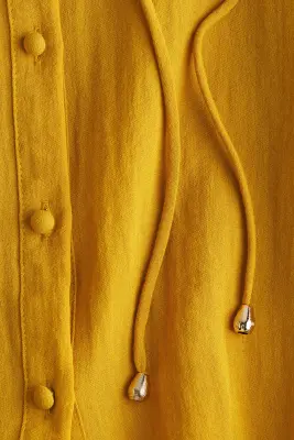 Robe froissée avec broderie anglaise - Jaune foncé — photo 4