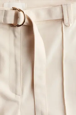 Pantalon évasé avec ceinture - Crème — photo 4