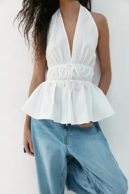 Top péplum avec dos nu - Blanc — photo 2