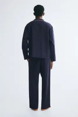 Chemise et pantalon de pyjama en coton - Bleu marine — photo 3