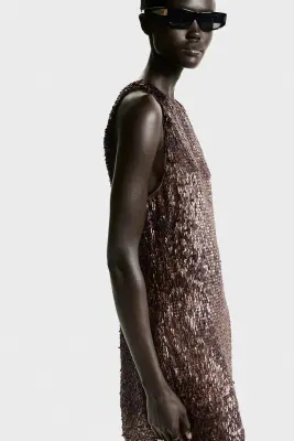 Robe à sequins - Prune chocolat — photo 4