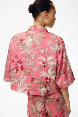 Chemise loose imprimée - Rose/fleuri — photo 3