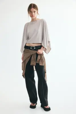Cape en viscose mélangée - Beige chiné — photo 2