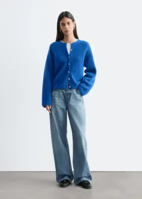 Cardigan en maille d’alpaga mélangé - Bleu vif — photo 2