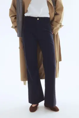 Pantalon évasé en toile - Bleu marine — photo 3