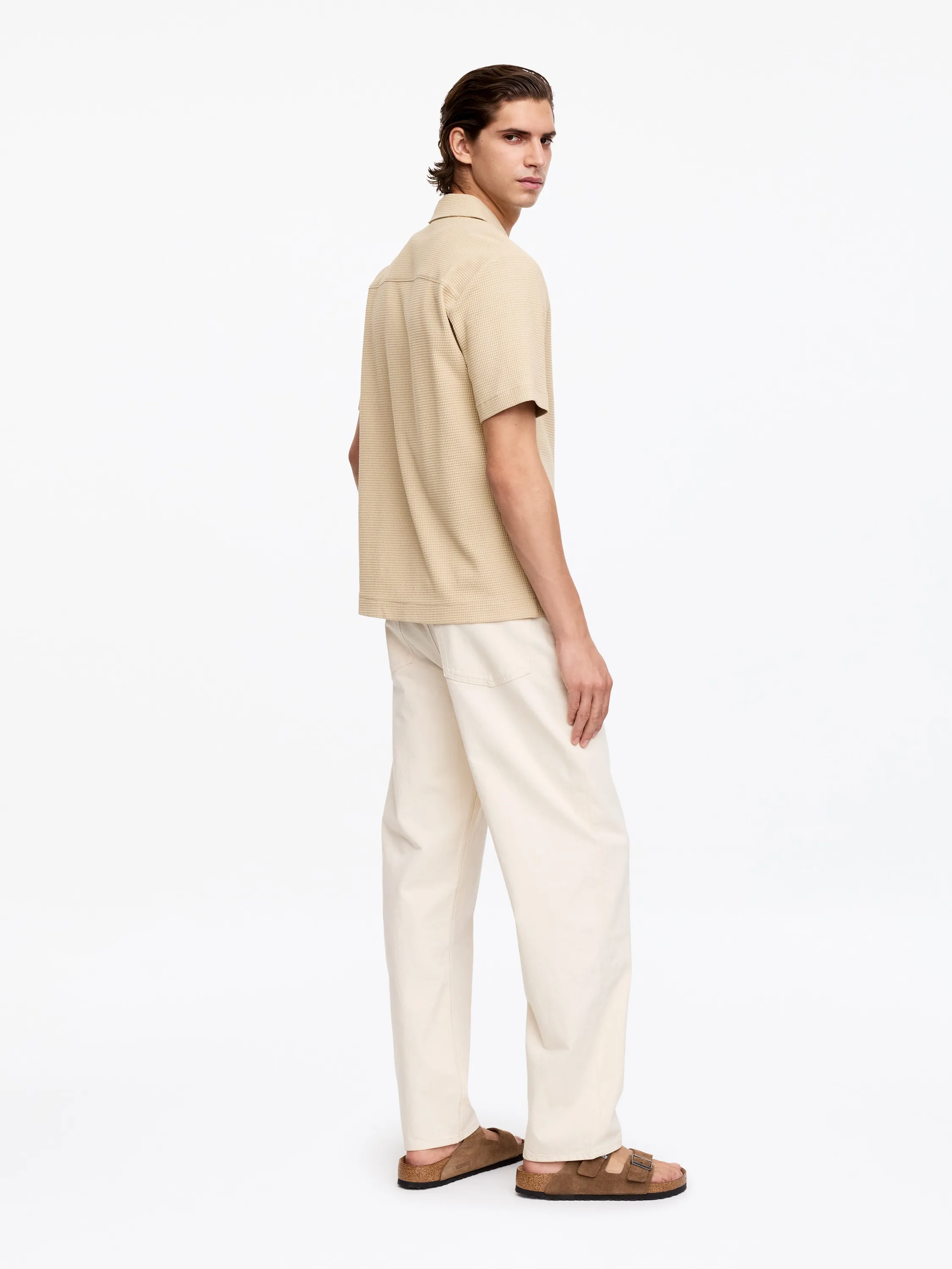 Chemise en jersey gaufré - Beige
