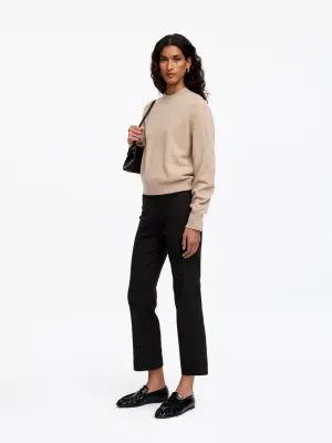 Pantalon évasé raccourci en lin et coton - Noir — photo 1