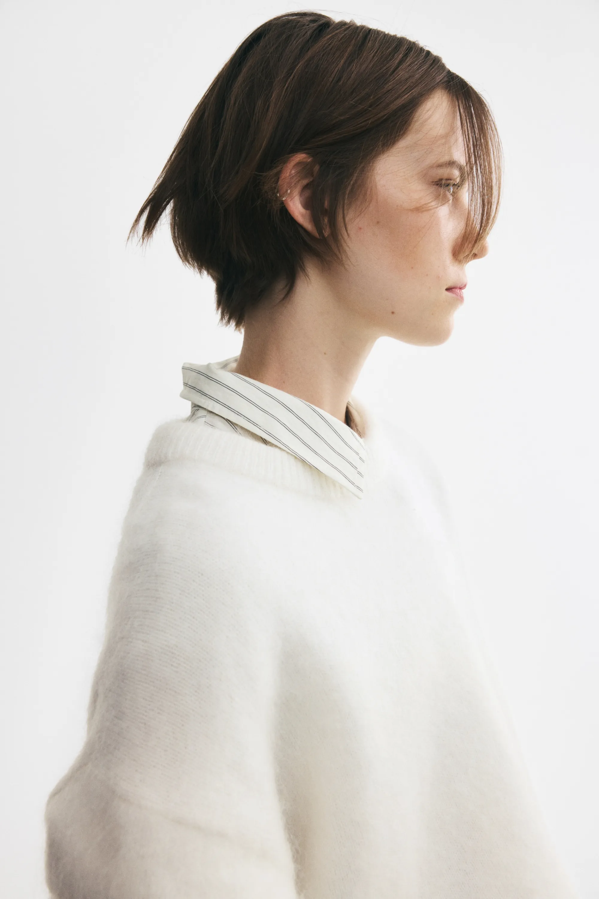 Pull oversize en mohair mélangé - Blanc