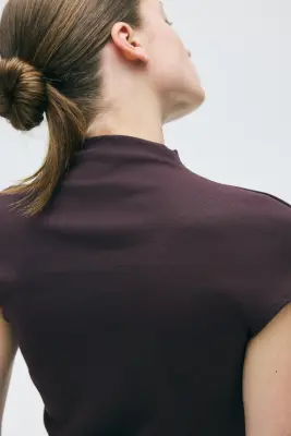 Top à col droit en jersey - Violet foncé — photo 2
