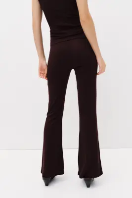 Pantalon évasé en jersey - Marron foncé — photo 2