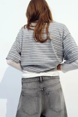Barrel High Waist Jeans - Gris denim — photo 4