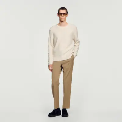 Pull col rond en point de riz