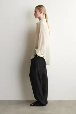 CHEMISE EN VOILE DE LAINE FLUIDE - CRÈME — photo 3