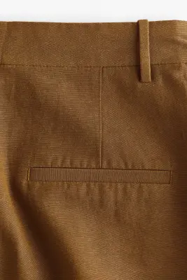 Short chic en lin mélangé - Olive doré foncé — photo 2