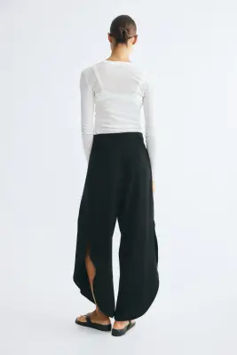 Pantalon plissé à jambes larges - Noir — photo 2