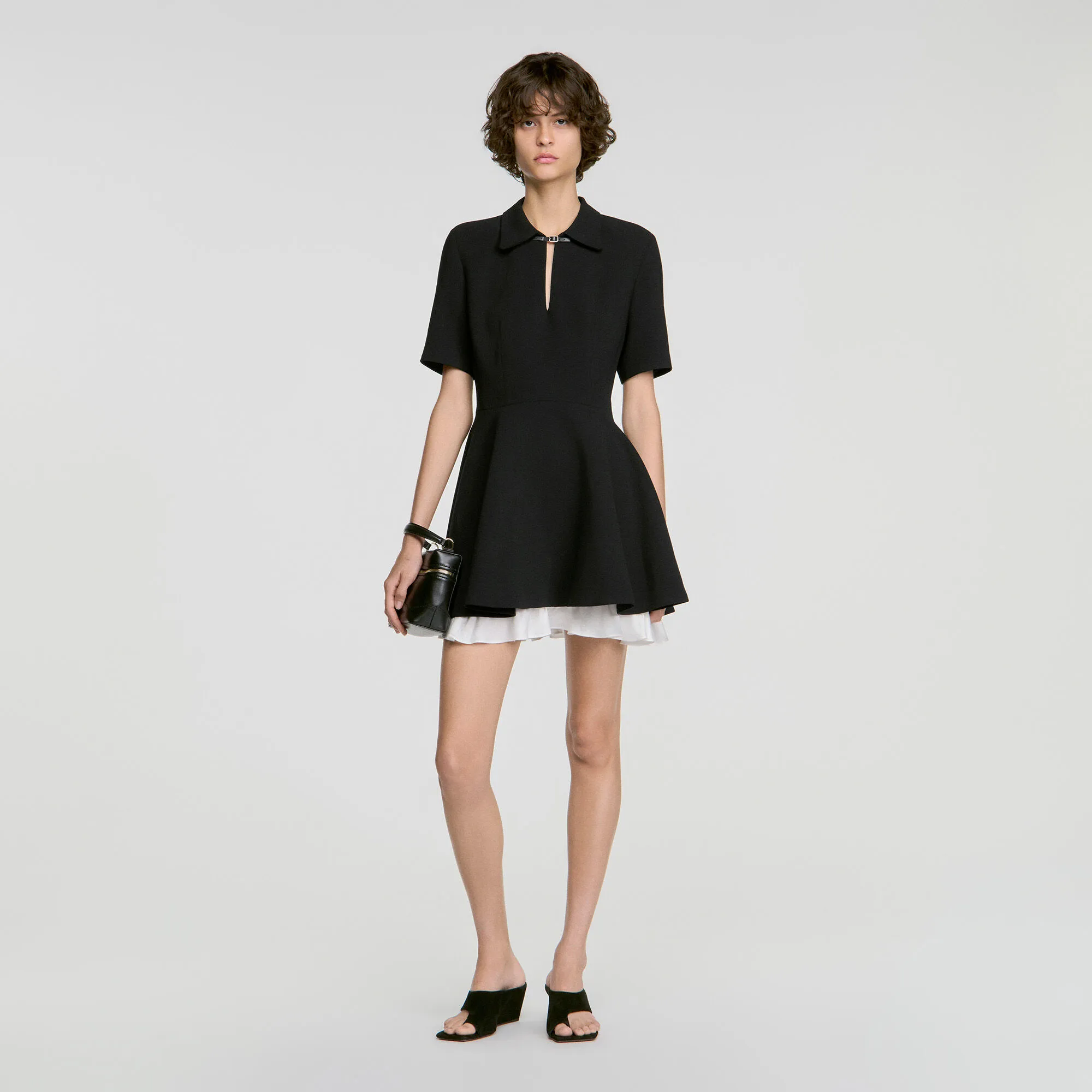 Robe courte patineuse contrastée