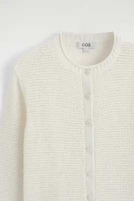 CARDIGAN EN MAILLE DE COTON TEXTURÉE - BLANC — photo 5