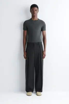 T-SHIRT SLIM EN COTON CÔTELÉ - CHARBON — photo 3