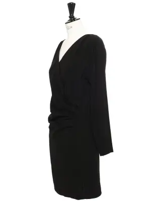 Mini robe de cocktail décolleté plongeant en crêpe noir Px boutique 1100€ Taille 40 — photo 5