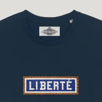 T-SHIRT COTON BIO BRODÉ - LIBERTÉ - NAVY — photo 2