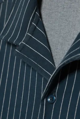 Chemise texturée à manches courtes - Bleu foncé rayé — photo 5