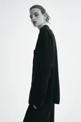 Chemise oversize en viscose - Bleu marine — photo 3