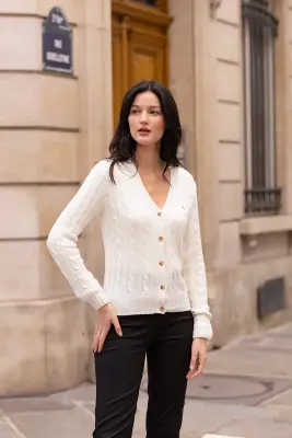 Vince Cotton Cashmere Cardigan - Cream — photo 5