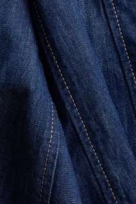 Jupe plissée en denim - Bleu denim foncé — photo 4