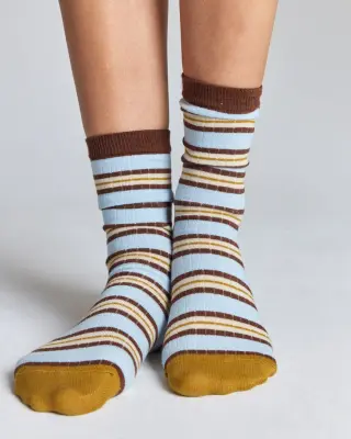 Chaussettes Ella rayures jaune et bleu — photo 1