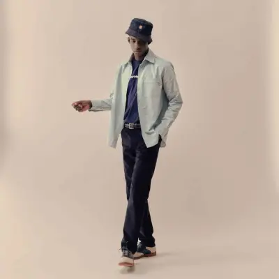 Chino marine Jeannot velours demi-slim — photo 2