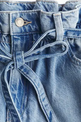 Jean paper bag avec ceinture - Bleu denim clair — photo 4