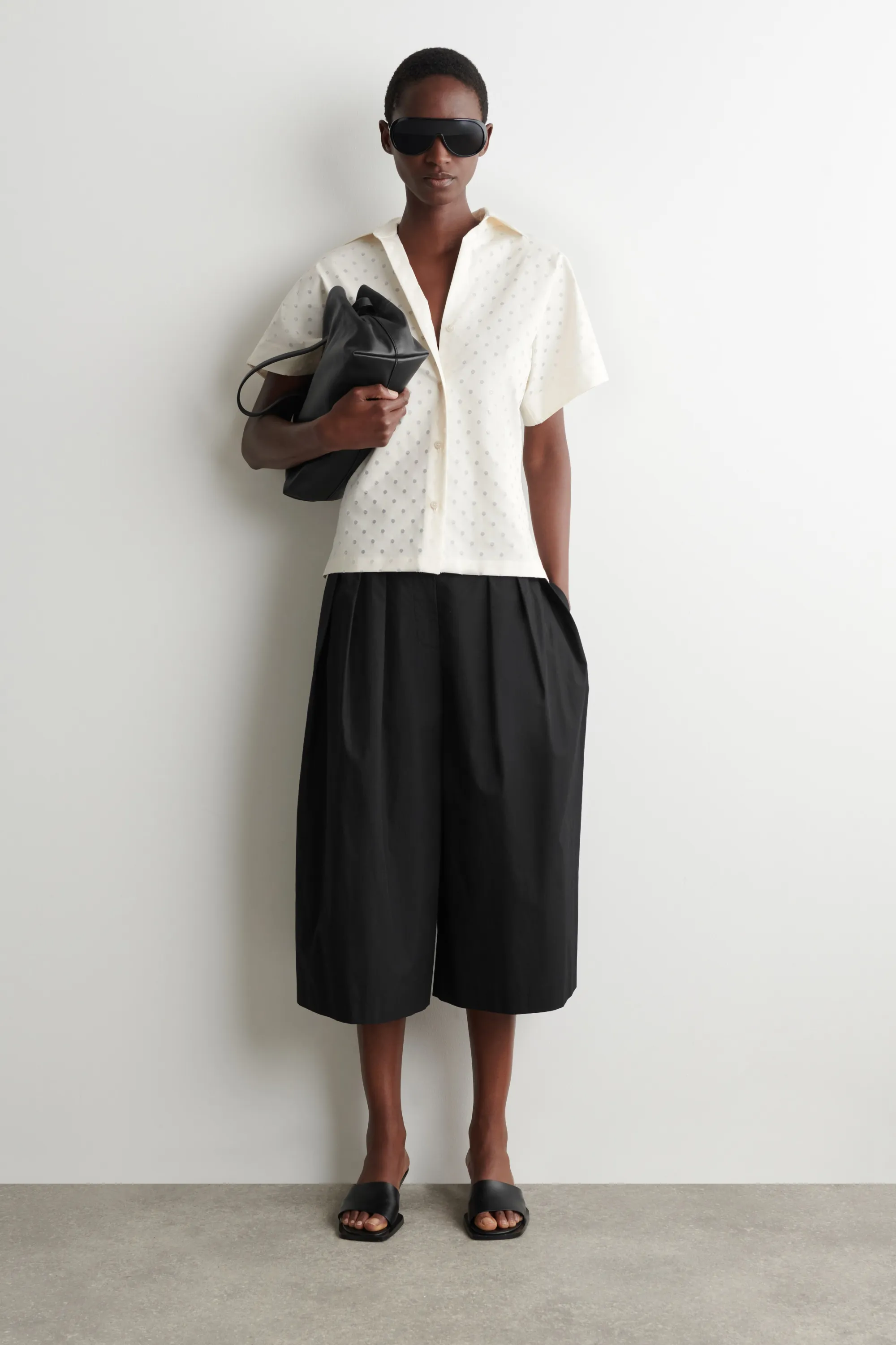 CHEMISE À POIS EN JACQUARD DE COTON - BLANC / POIS