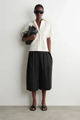 CHEMISE À POIS EN JACQUARD DE COTON - BLANC / POIS — photo 1