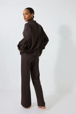 Pyjama en mousseline de coton - Marron foncé — photo 2